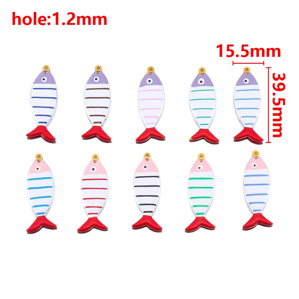 2pcs 6pcs Stainless Steel Enamel Stripe Fish Red Fish Tail Charms Animal Pendant Base for DIY Earring Necklace Jewelry Findings