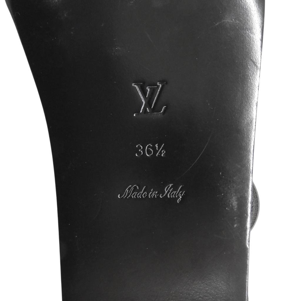 Great LOUIS VUITTON Sandals Black Leather Women 36.5 Used