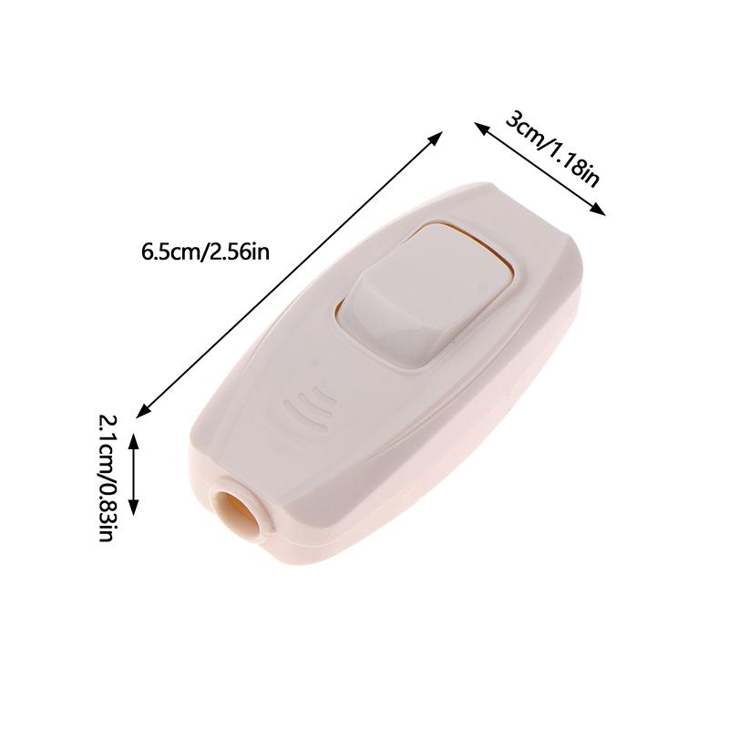 2Pcs White Inline On/Off Push Button Switch Led Lights Online Midway Control Switch Wires Cab Bedside Lamp Power Switch 10A 250V