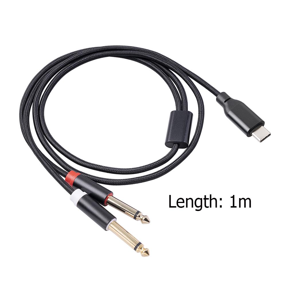 1/2M USB C To Dual 1/4 Y Splitter Cable with Gold Plated Plug USB Type C To 1/4 Cable Flexible for Smartphone Tablet Laptop