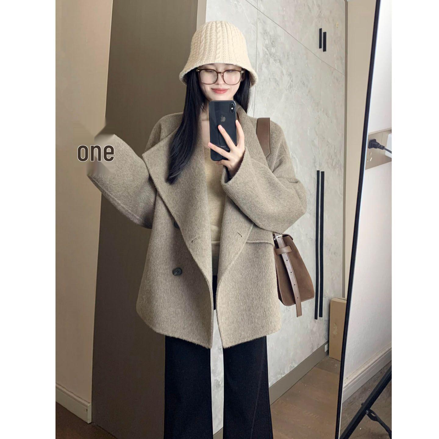 

2025 New Korean Style Elegant Women s Wool Coat - Autumn/Winter Loose Fit XS - 80-100 cm