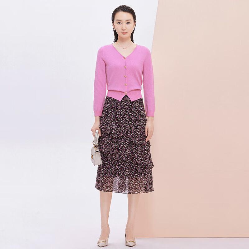 JESSIE Women's Elegant V-Neck Knit Sweater with Buckle Detail