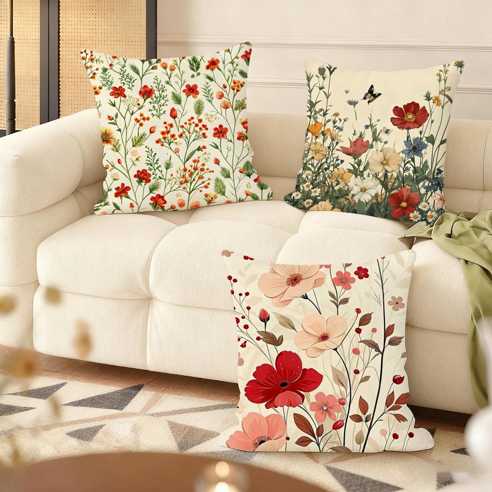 Romantic Flowers Cushion Cover Soft Plush Throw Pillow Cover  DoubleSided Printed Cushion Case  Cozy Sofa  Home Decor