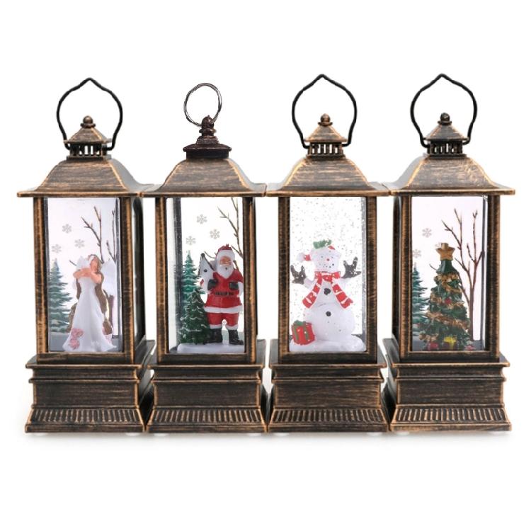 Santa-Claus/Xmas Tree/Snowman/Angel Glittering Lantern Christmas Gift for Kids
