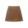 Melard Women's Brown Suede Petite A-line Skirt, Plus Size, Spring & Autumn Hip-Hugging Short Skirt