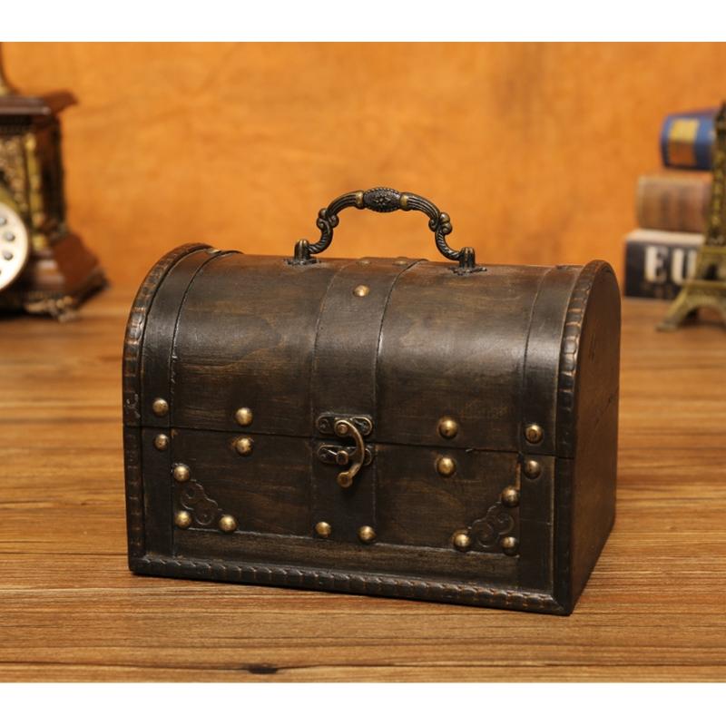 Vintage Wooden Jewelry Storage Box Organizer Container for Case Keepsake Chest for Souvenirs Xmas Birthday Valentines