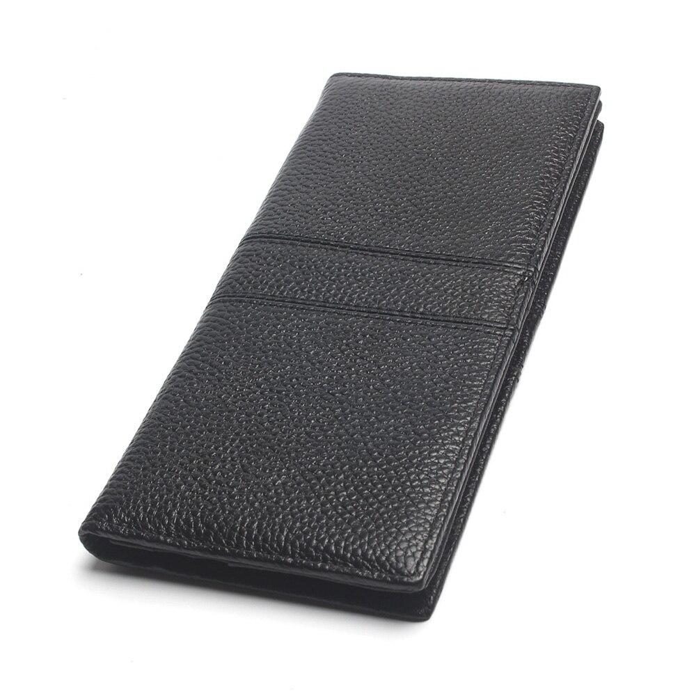 

Мужской кошелек из 100% натуральной кожи черного цвета с вышивкой личи, мужской длинный кошелек для кредитных карт, дорожная рука