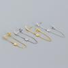 Fine Jewelry 925 Sterling Silver Tassel Chain Stud Earrings 18K Gold Plated Moon and Star hang Chain Earrings for Women
