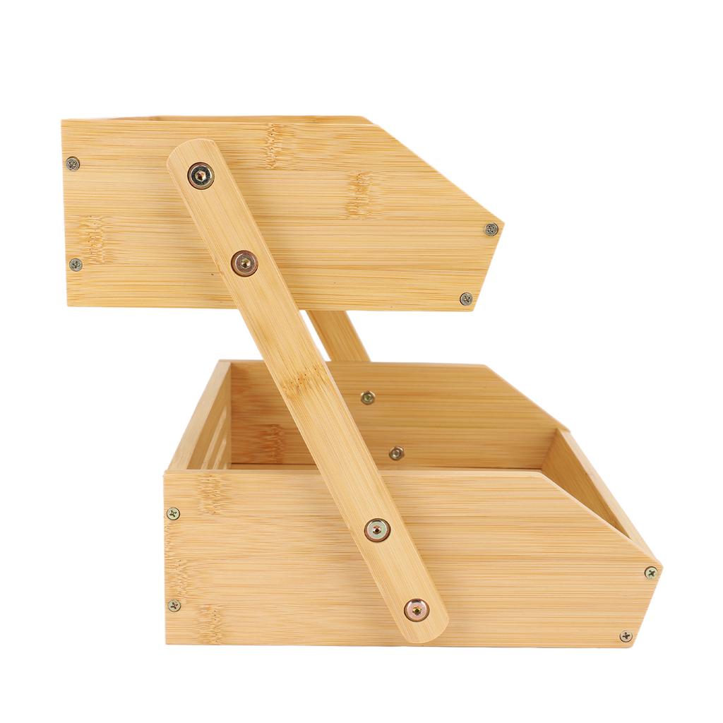 2 Tier Large Bamboo Fruit Basket Breathable Structure Strong Load Bearing Counter Vegetable Storage