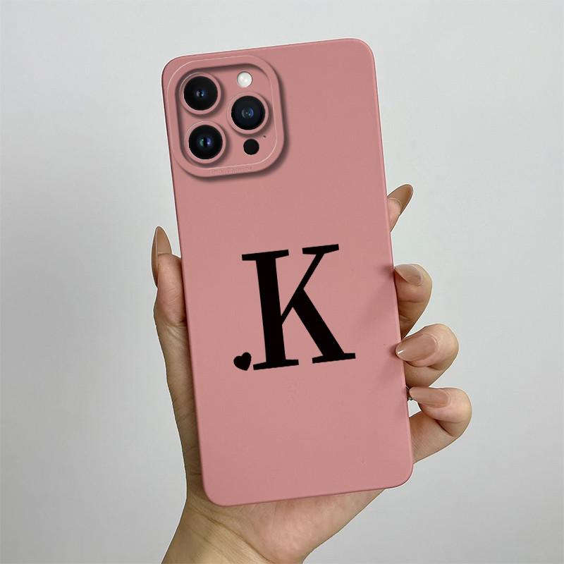 For iPhone 13 Pro Max Case iPhone 13 Pro Cover Cute Couple Initial Letters Square Skin Phone Case Matte Shockproof Back Cover