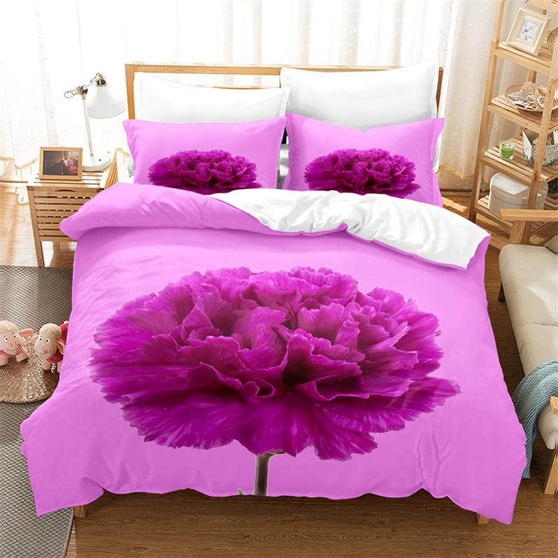 Comforter Purple Flower Double Bed 200X200 Thin Floral Bedding Set 3Pcs 2Pcs With Single 220X240