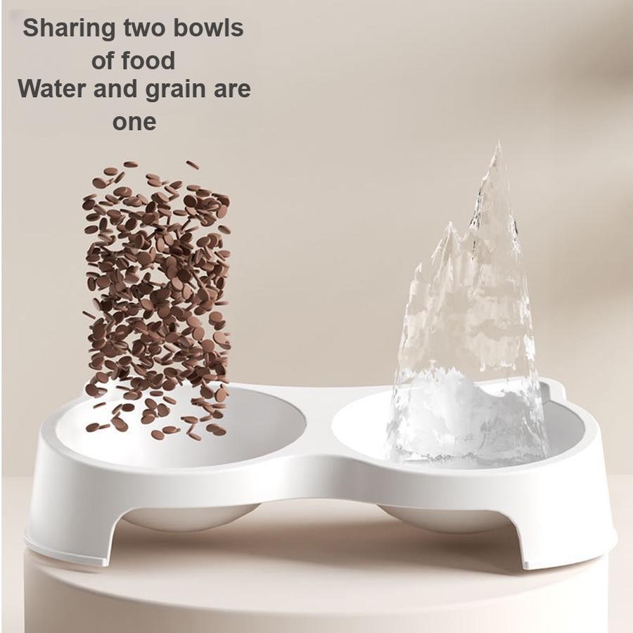 Pet Cat Food and Water Bowl Set Elevated Anti-Splash Pet Feeding Bowl for Cats and Dogs