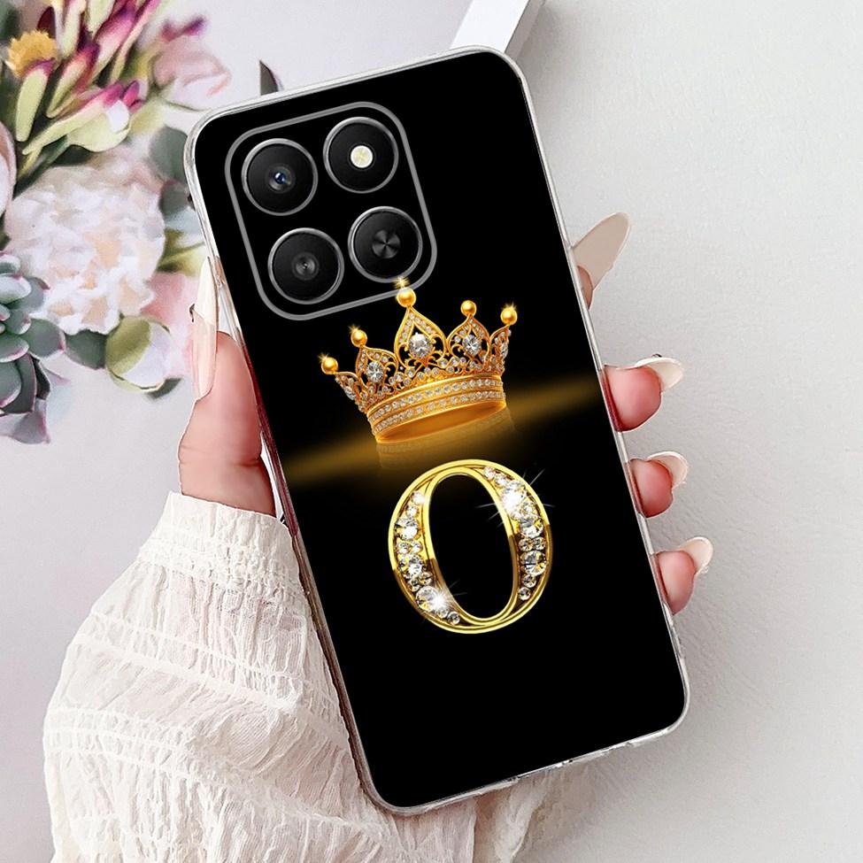 Clear For Honor 400Smart 5G LGN-NX1 Case For Honor 400 Smart Cover Luxury A-Z Letters Fashion Flowers Crown Soft Bumper Casing