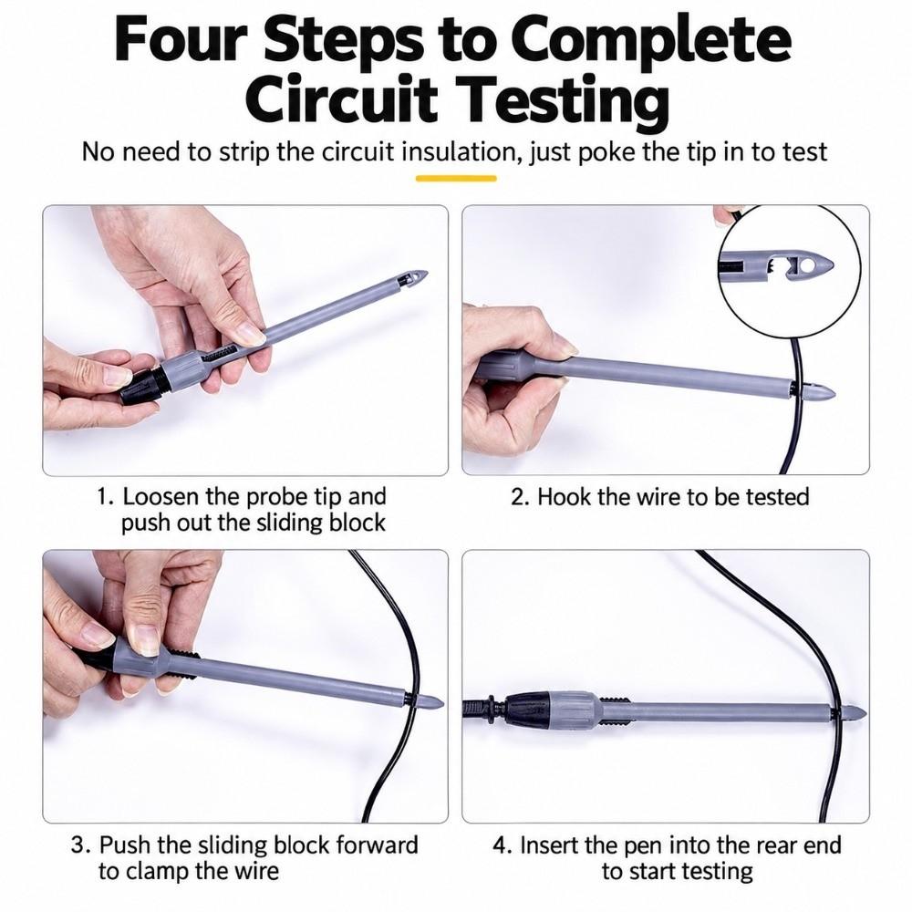 4pcs No Strip Testing Insulation Piercing Clip Multimeter Test Probe Automotive Circuit Detection