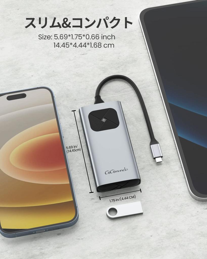 GiGimundo USB C Hub with USB 5Gbps Data PD 60W Fast Lightweight Aluminum Alloy Compatible with iPad and Ideal for Business and Working from Home