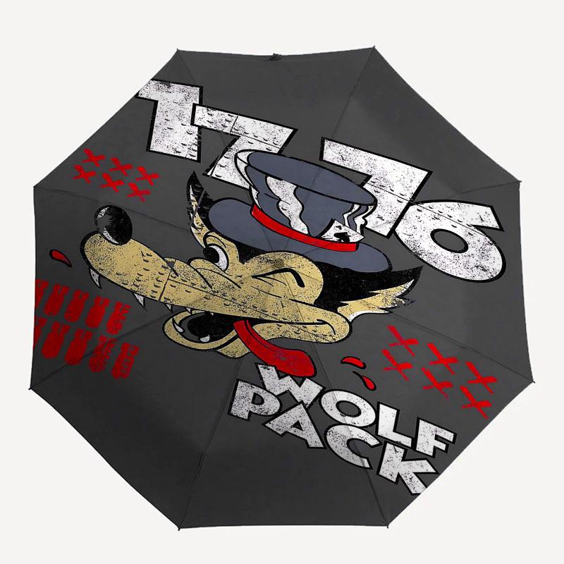 

1pc wolf pack Automatic Open Close Umbrella with 8-Rib Windproof Canopy Compact Portable Travel Umbrella10304