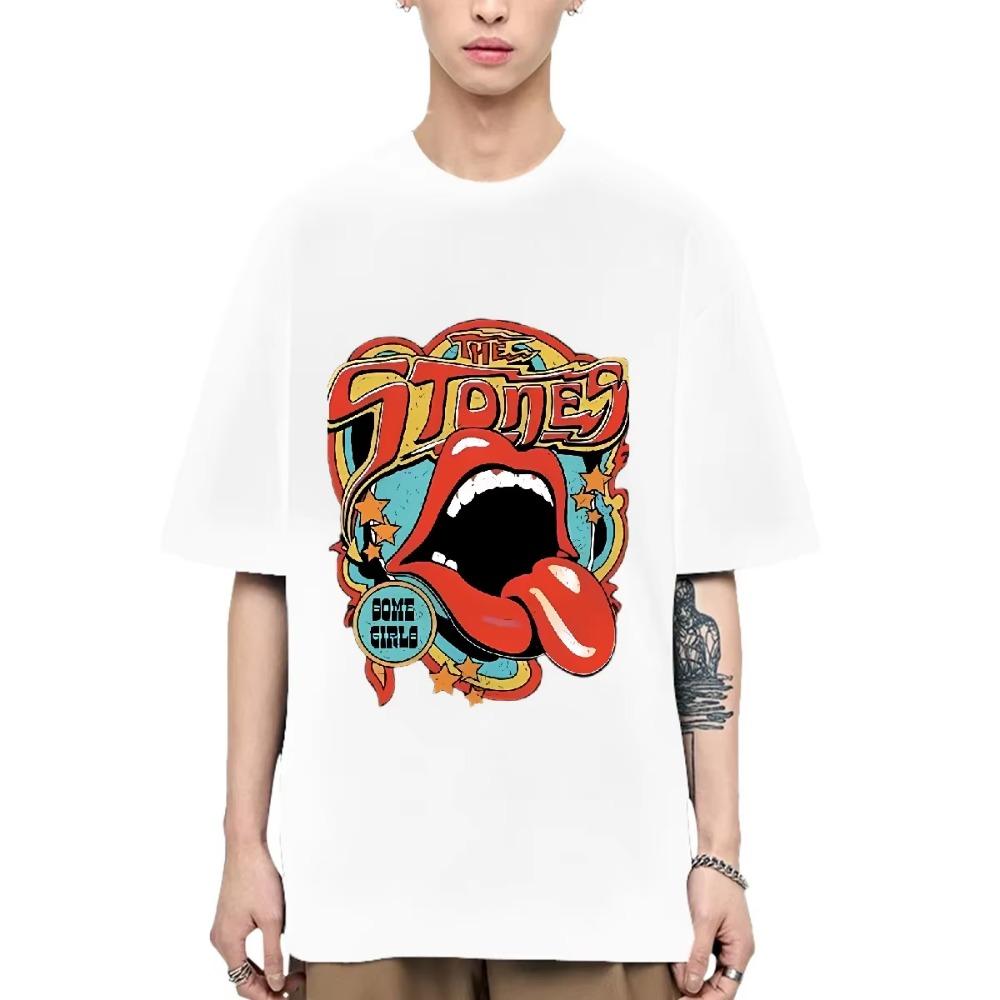 Men's Hip-hop Red Lip Print Short Sleeve New T-shirts Y2k Creativity High Quality Trend Retro Summer Street Fashion Casual Tops