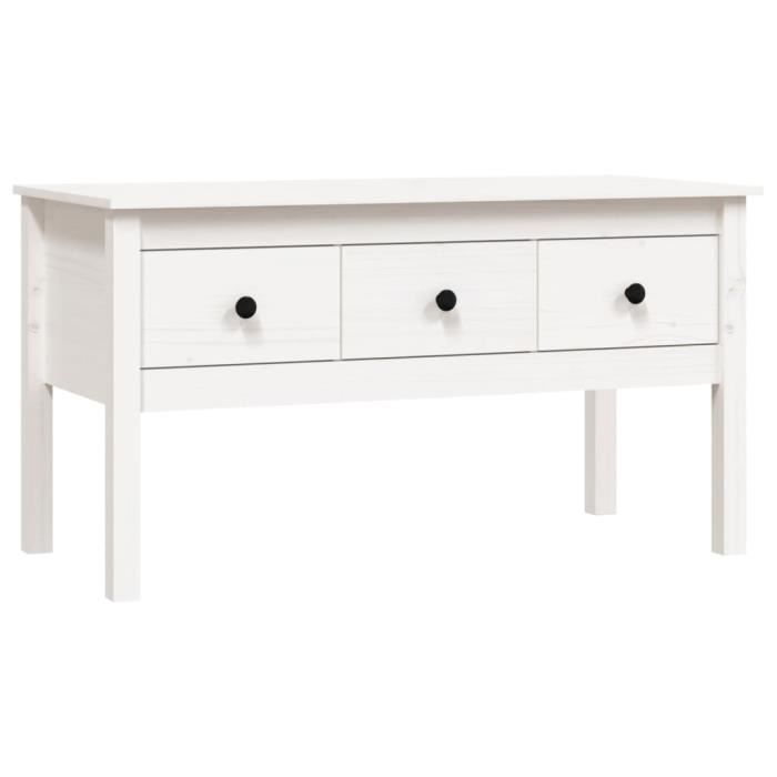 VidaXL Table basse Blanc 102x49x55 cm Bois massif de pin 820942