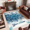 Snow Theme Crystal Velvet Floor Rug Personalized Custom Name Text Warm Carpet Home Decoration