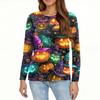 Dames casual top met lange mouwen en Halloweenprint, ronde hals