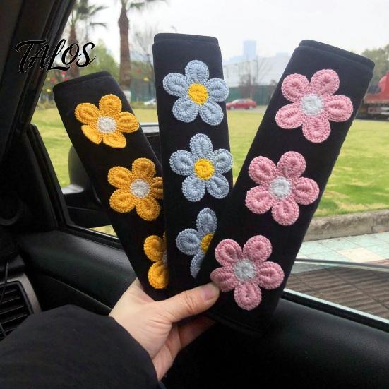 Cute Flower Seat Belt Cushions Floral Pads for Car, Soft Mesh Shoulder Skin Friendly Seatbelt Padding Strap Covers, Comfortable Universal Protective