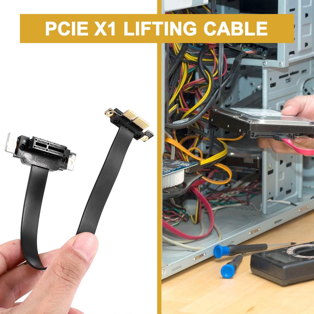AA58 PCIE X1 Riser Cable Dual 90 Degree Right Angle PCIe 3.0 X1 to X1 Extension Cable 8Gbps PCI Express 1X Riser Card 20cm