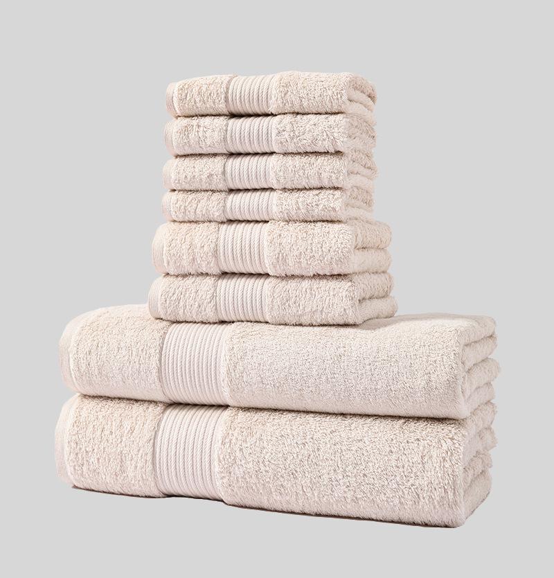 Cotton Towel Square Towel Bath Towel Eight-piece Set Class A Combed Long-staple Cotton Thickened Absorbent Comfortable Home Daily Necessities
