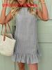 Summer Sleeveless Ruffle Hem Casual Dress With Piping For Travel And Date Night