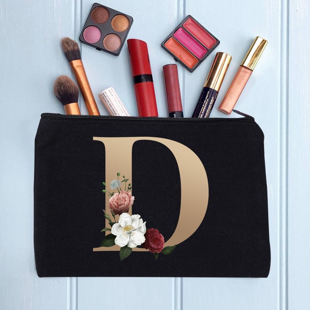Damen Kosmetiktasche Make-up Tasche Weiblich Initialen Namensbuchstaben Muster Lippenstift Taschen Handtaschen Reißverschluss Federmäppchen für das Büro