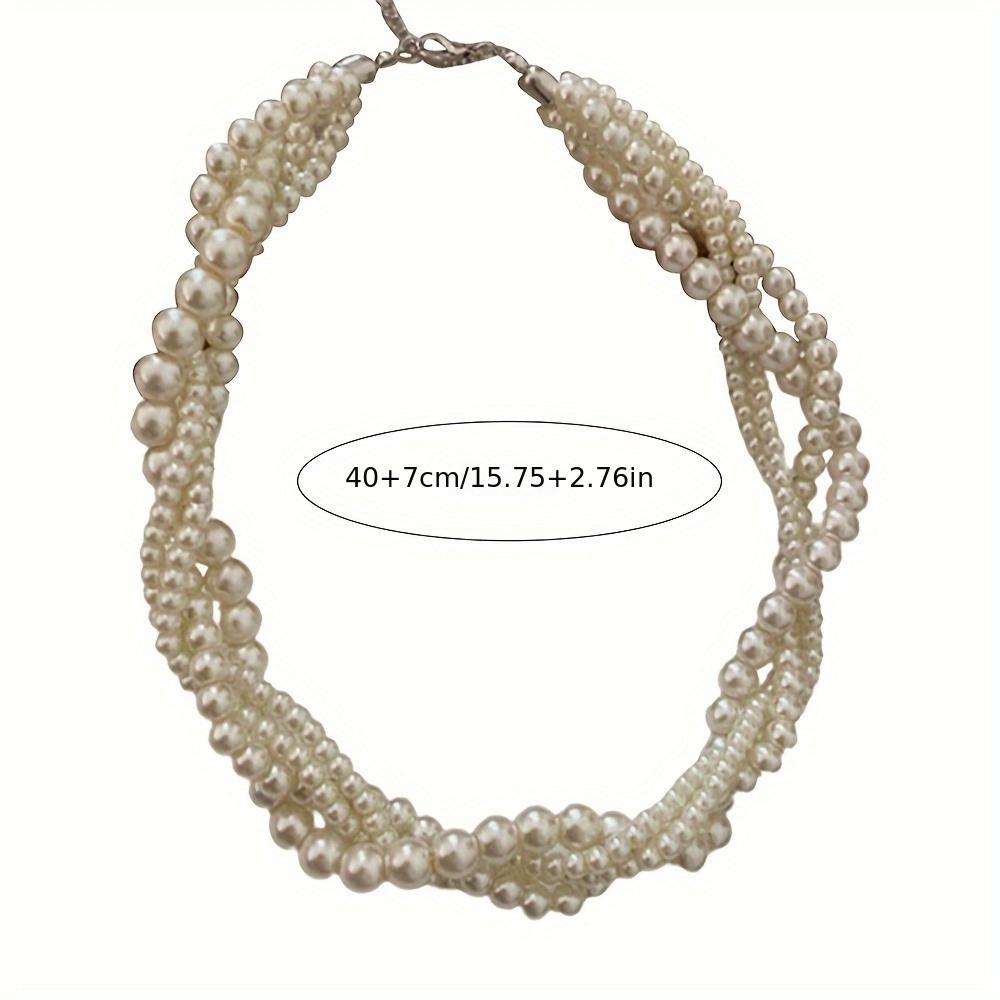 Vintage Handmade Baroque Faux Pearl Necklace Clavicle Chain Accessories For Women