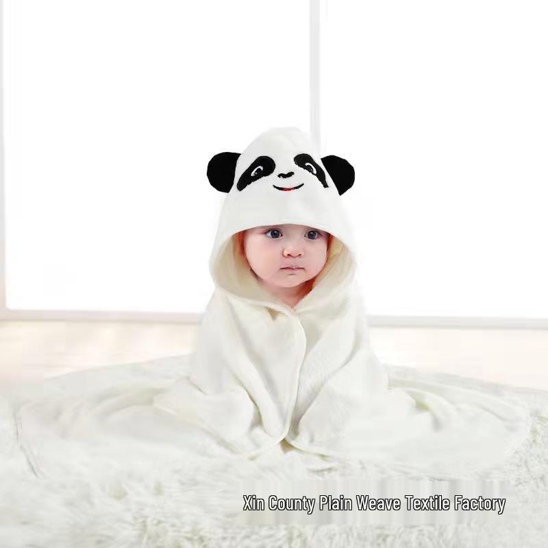 Cartoon Baby Hooded Cape Blanket - Soft Coral Fleece for Bath and Snuggle