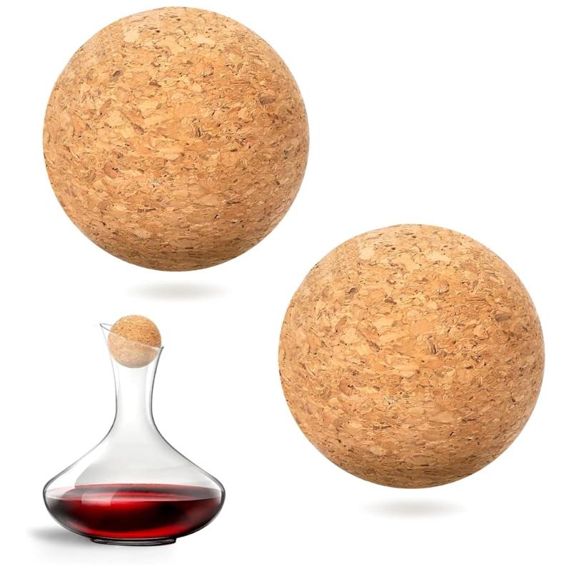 2pcs/set Practical Cork Ball Stoppers Easy To Use Soft Wood Ball Stoppers Convenient Ball Stoppers for Wine Bottles