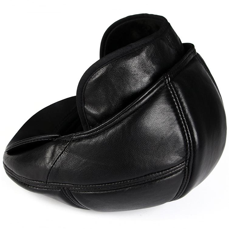 Men's Winter Leather Duckbill Cap with Ear Protection - Warm Fleece Lined for Middle-Aged & Elderly