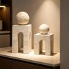 Tabletop Decor Minimalist Resin Arch Ornament with Sphere for Entryway Display, Modern Living Areas