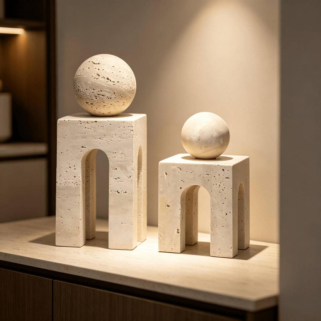 Tabletop Decor Minimalist Resin Arch Ornament with Sphere for Entryway Display, Modern Living Areas