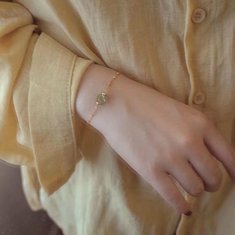 Chain Alloy Green Beads Adjustable Bracelet for Couple Girls Gift Accessories Jewelry