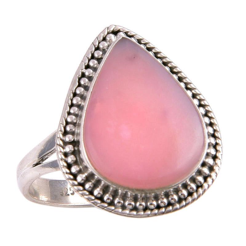 Natural Pink Opal Gemstone 925 Solid Sterling Silver Jewelry Ring Size 8 G0d08