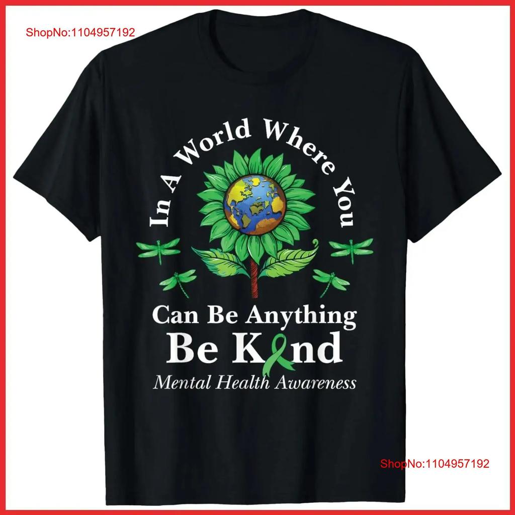 Mental Health Awareness Sunflower Earth Dragonfly T-shirt