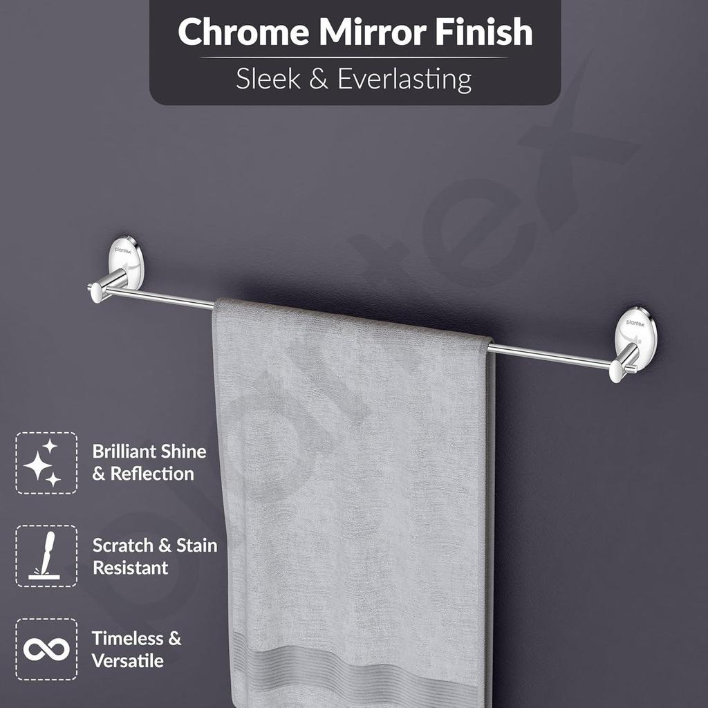 Stainless Steel Single Towel Rod for Bathroom/Towel Holder in Bathroom/Towel Hanger/Bathroom Accessories - Oreva (Chrome)