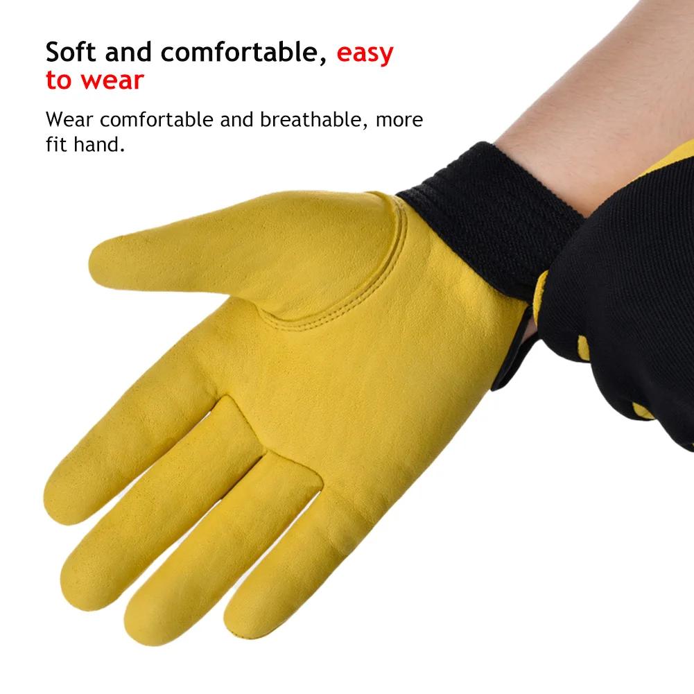 Cowhide Leather Work Gloves Safety Labour Protection Garden Sports Motorcycle Driver Workers Work Welding Wear-resistant Gloves