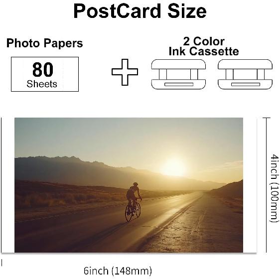 Compatible with Amber M100/M200 4x6 Photo Printer 80 Sheets Photo Paper & 2 Ink Cartridges Refill,Waterproof/Antioxidant/Non Fading,for DHP512/DHP513