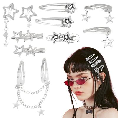 MAYCREATE® 10Pcs Hair Clips for Girls Women Y2K Accessories Cute Metal Star Hair Pins Fashion Style Star Hair Barrettes Clips Gifts Korean Style St