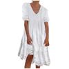 Fashion Women's Summer V Neck Casual Fashion Color Pullover Dress