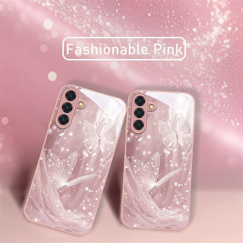 Dreamy Butterfly Pattern Electroplated Glass Phone Case,suitable for Samsung S26 Ultra/S25/S24/S23/S22/S21/S20 and other models.