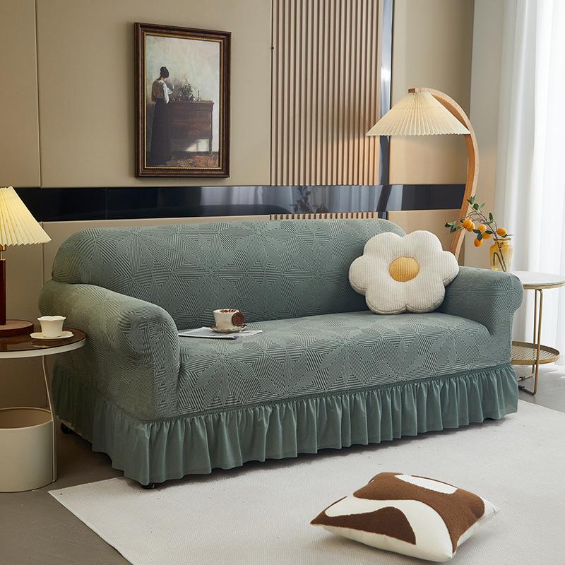 Supply High-Grade Skirt Hemming Sofa Cover Elastic All-Inclusive Four-Season Universal Sofa Protective Cover Solid Color