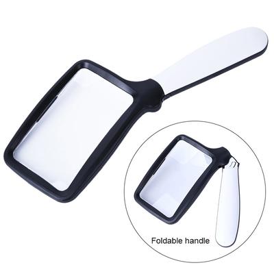 2x Handheld Folding Magnifier With 5 Led Light Hd Acrylic Square Magnifying Glass For Elderly Reading Spaper Looking Watching