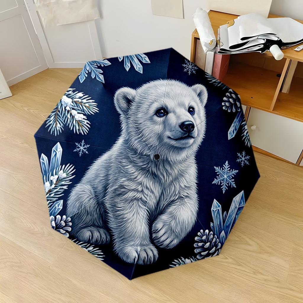 Bear Honey Love Outdoor Automatic Umbrella Folding Umbrella With 8 Ribs Sturdy Construction Perfect For Outdoor Adventures Elegant Women'S Umbrella