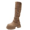 Zwei Kniestiefel für Kinder 2025 neu Herbst Retro vielseitig, dünne und erhöhte dicksohlige Western-Ritterstiefel für Damen