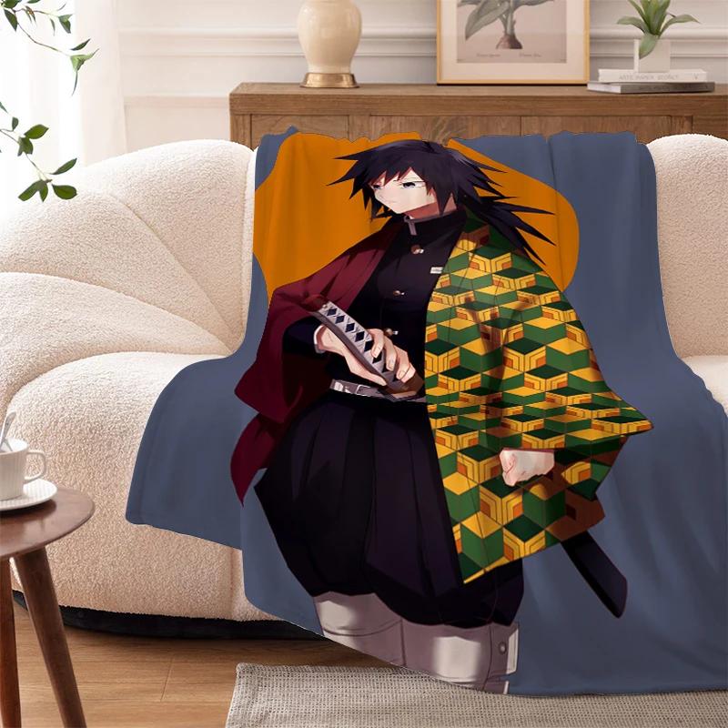 Sofa Blankets for Winter Anime D-Demons Slayer Warm Knee Bed Fleece Camping Fluffy Soft Blankets Microfiber Bedding King Size