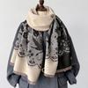 Autumn Winter Scarf Women Pashmina Shawls Cashmere Blanket Warm Thick Chunky Stoles Lady Elegant Poncho Floral Outdoor Bufanda